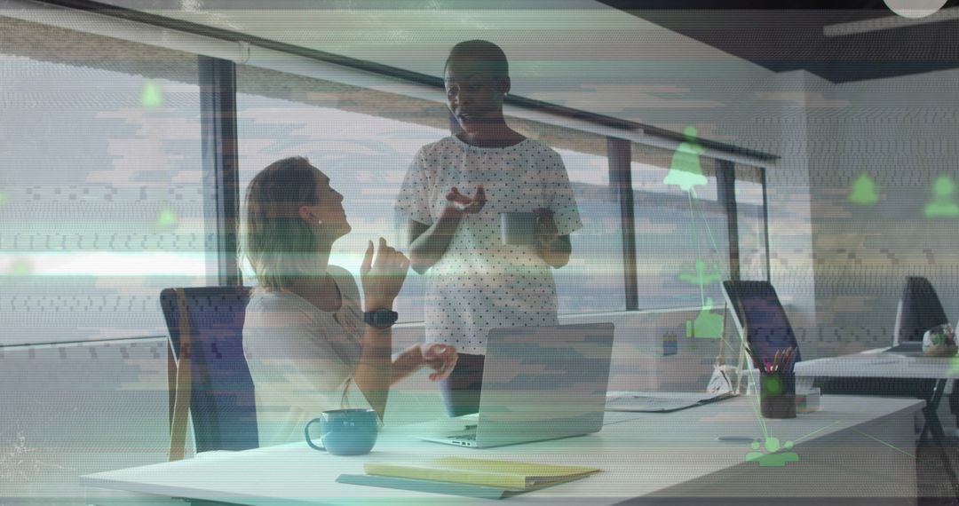 Colleagues Discussing Project in Modern High-Tech Office