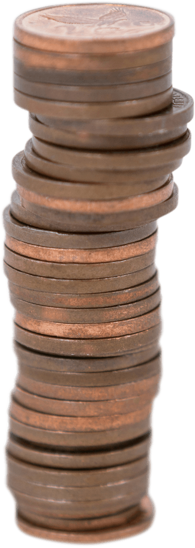 Stack of coins vector on transparent background for finance illustrations