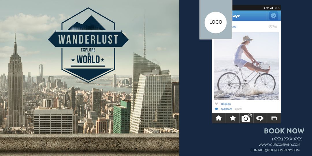 City escape and beach adventure travel promotion template