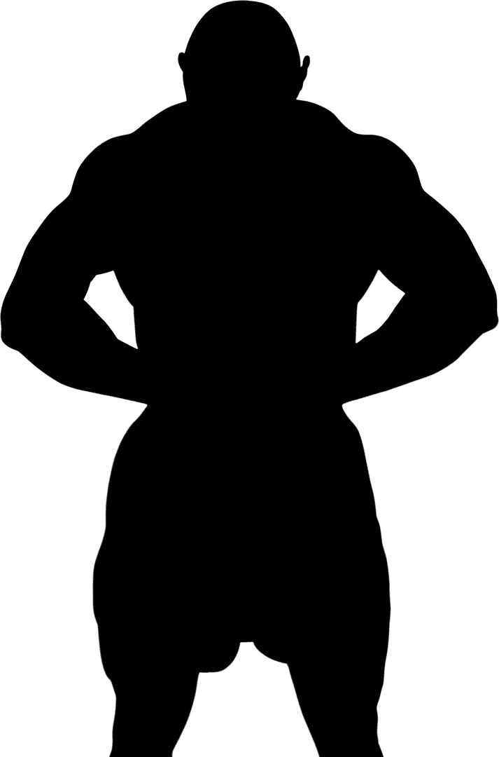 Muscular Man Silhouette Flexing on Transparent Background