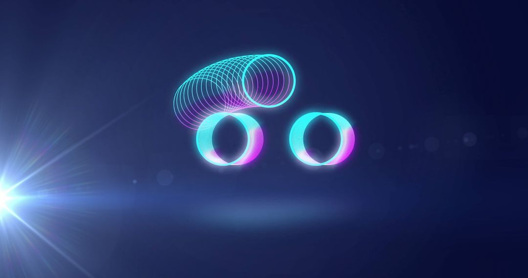 Dynamic Neon Circles on Mysterious Blue Backdrop