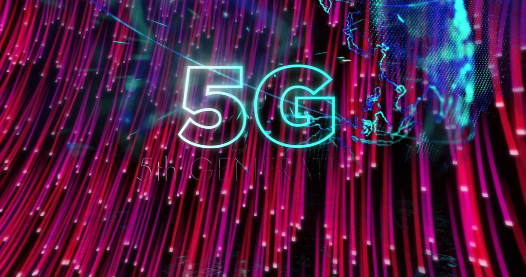 5G Technology with Dynamic Purple Light Trails