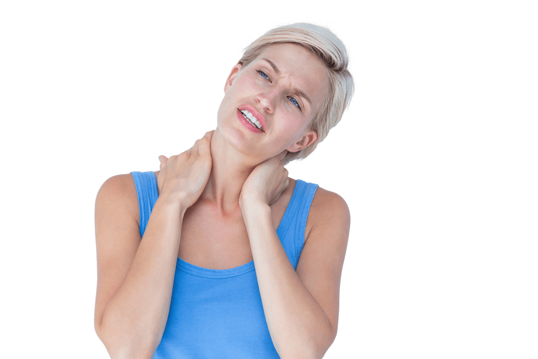 Transparent Image of Woman Experiencing Neck Discomfort