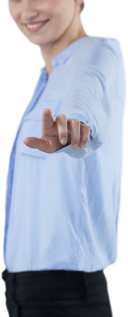 Transparent Side View Businesswoman Using Digital Interface