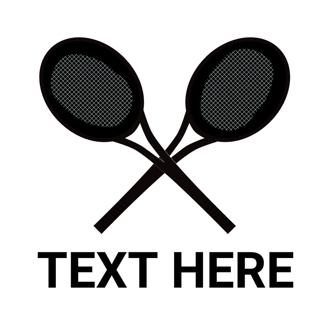 Crossed Badminton Rackets with Placeholder Text