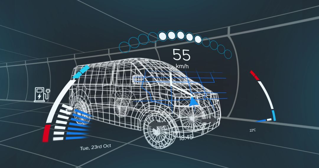 High-Tech Dashboard Display of Van in 3D Model Rendering - Free Images, Stock Photos and Pictures on Pikwizard.com
