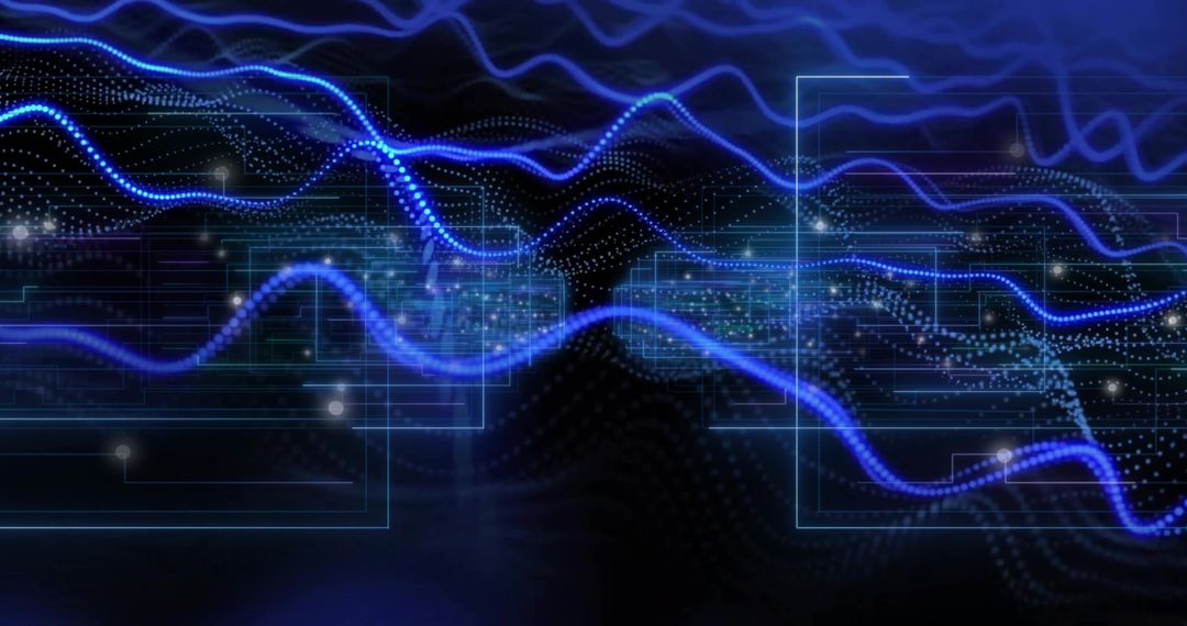 Futuristic Blue Waveforms in a Digital Interface
