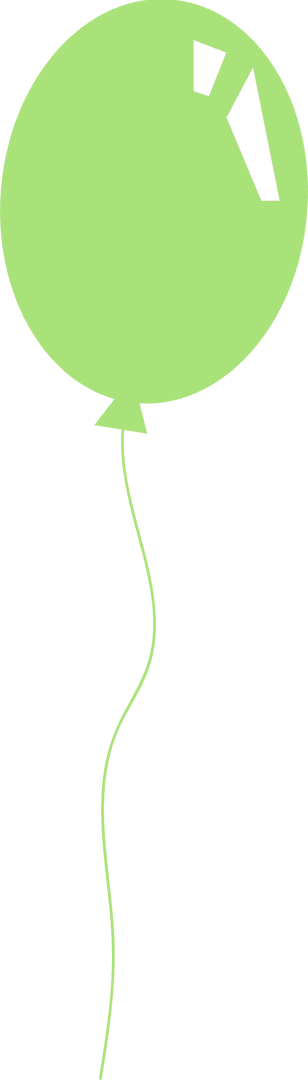 Transparent green balloon floating with string clipart