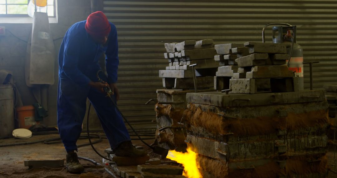 Industrial Worker Controlling Liquid Metal Pouring in Foundry - Free Images, Stock Photos and Pictures on Pikwizard.com