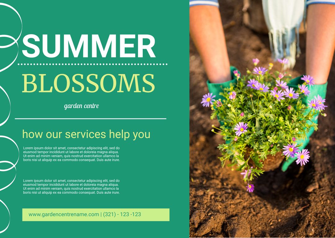 Hands Planting Vibrant Summer Blossoms in Garden