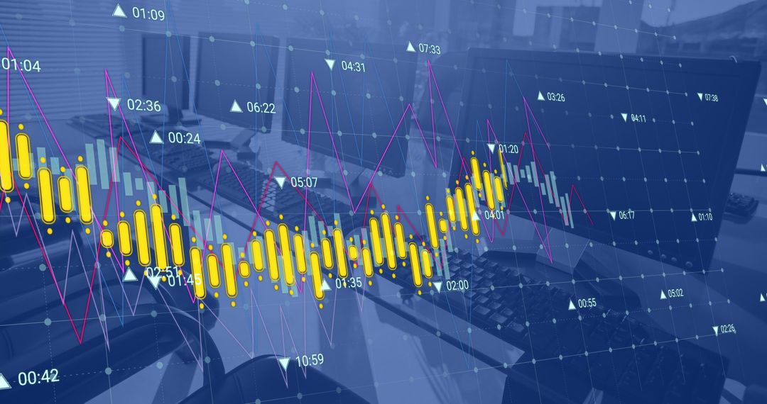Financial Data Analysis Concept with Graphs on Office Desktops
