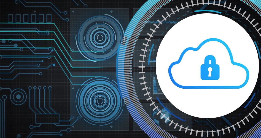 Network Interface with Secure Cloud Icon in Digital Display