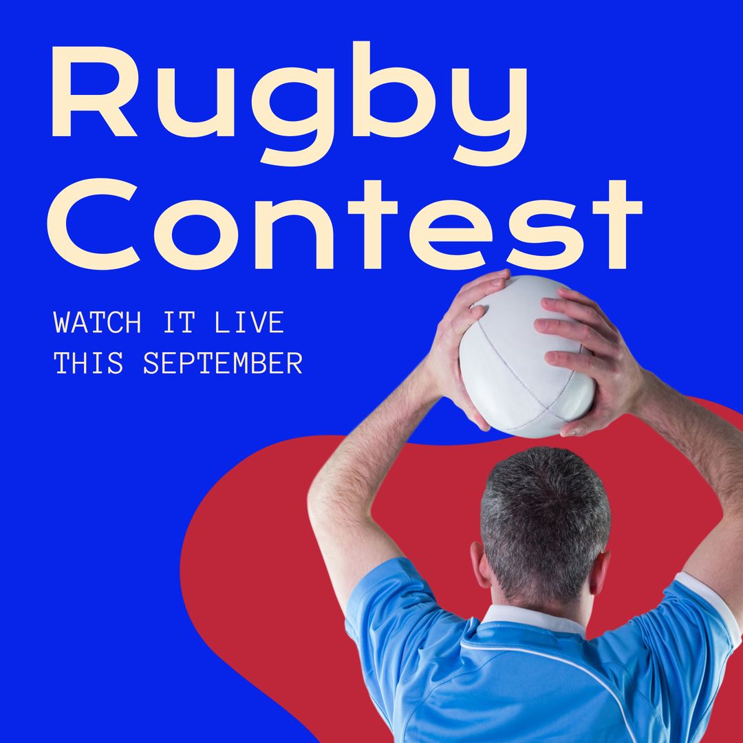 Rugby Contest Poster with Player Holding Ball - Download Free Stock Templates Pikwizard.com