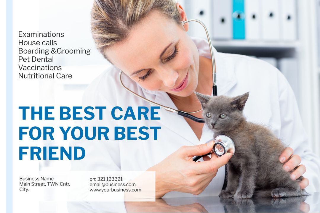 Veterinarian Examining Playful Kitten with Compassionate Care