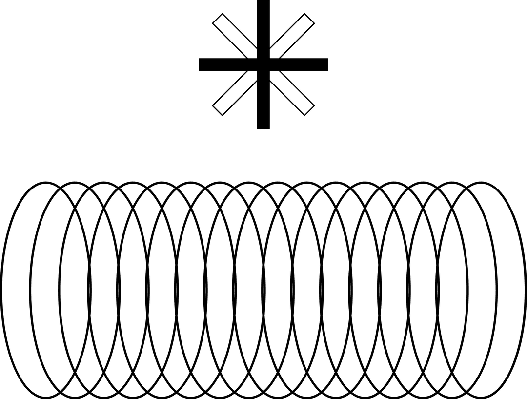 Transparent Abstract Geometric Coil Floating Beneath Asterisk