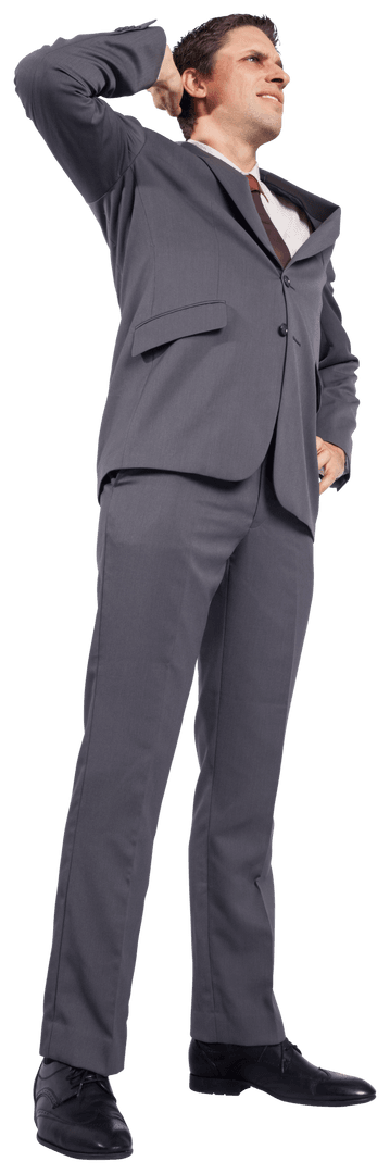 Thoughtful Caucasian Businessman Isolated on Transparent Background