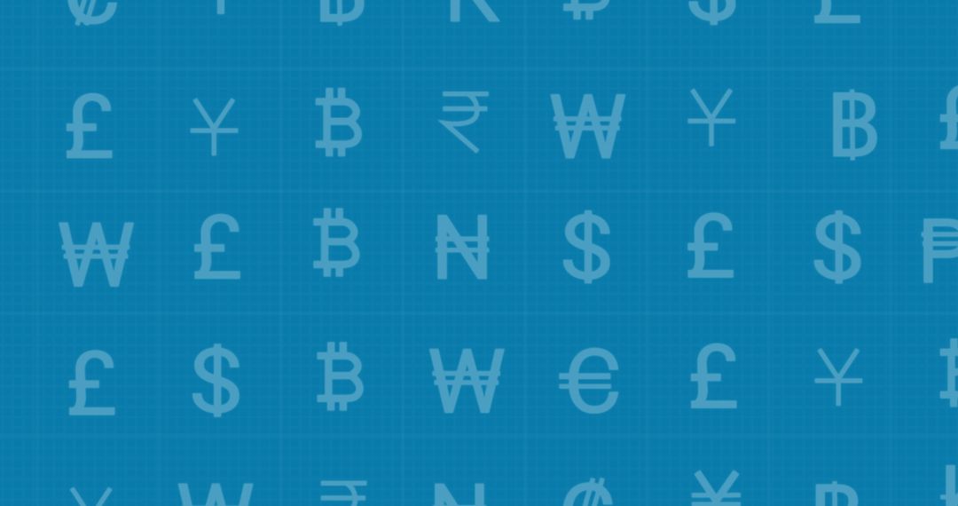 Global Currencies on Blue Background Symbolizing Finance