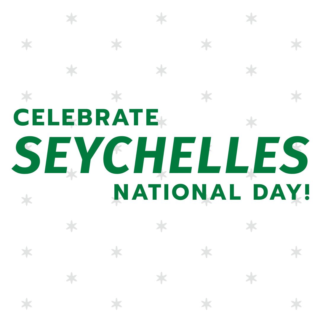 Celebrate Seychelles National Day Typography on White Background