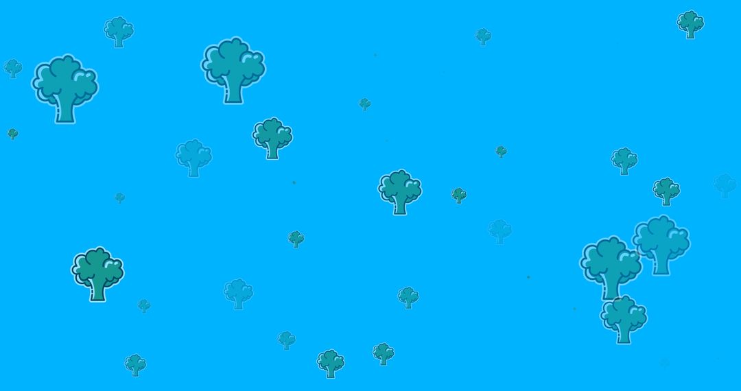 Broccoli Icons on Blue Background for Vegan Concept