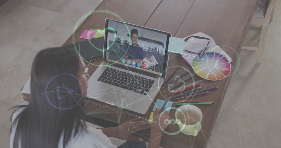 Virtual Connection Interface Displayed on Laptop During Video Call