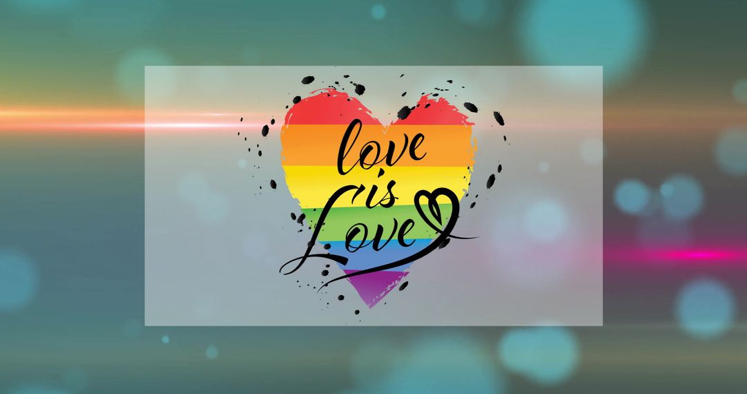 Rainbow Heart Love is Love on Abstract Background