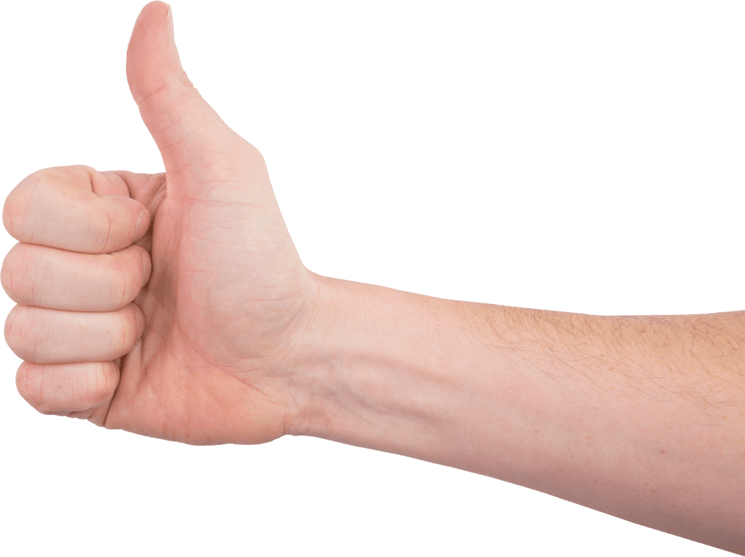 Hand Showing Thumbs Up on Transparent Background