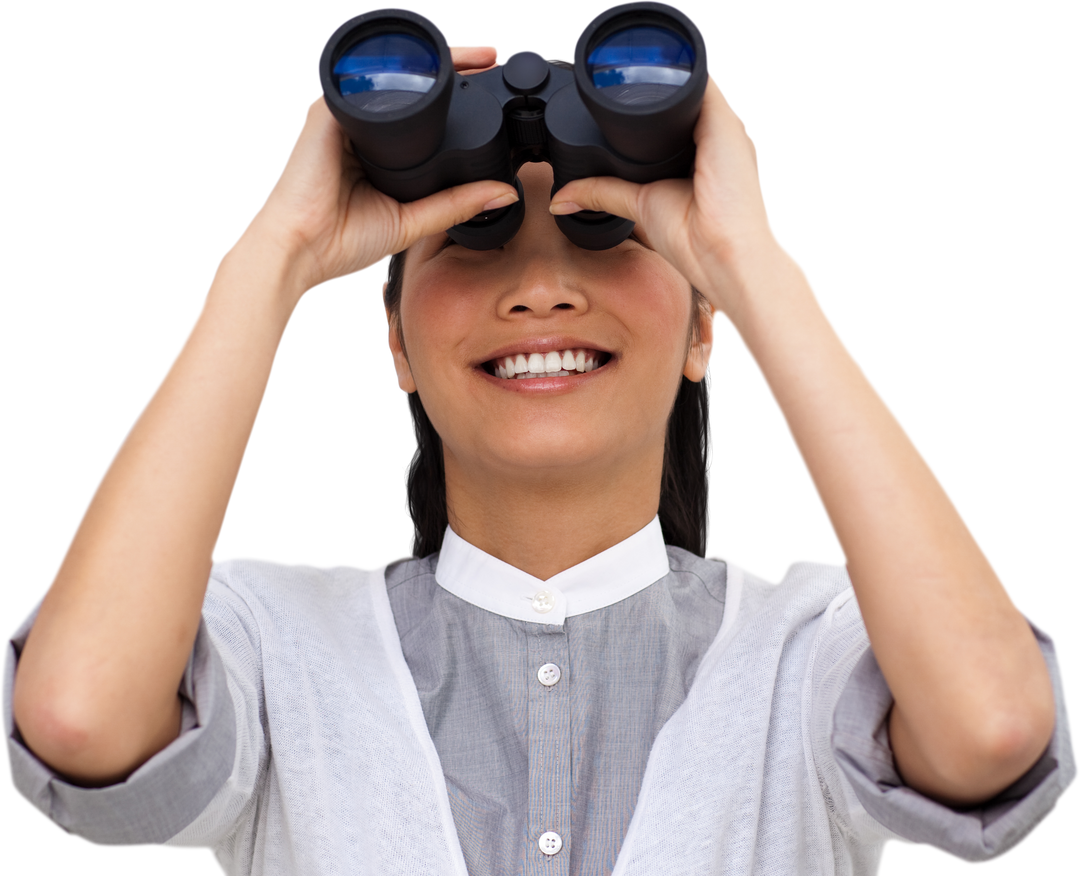 Visionary Businesswoman Looking Through Transparent Binoculars - Download Free Stock Images Pikwizard.com