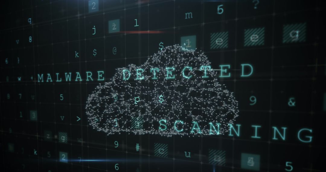 Digital Cloud Illustration with Malware Detection Text