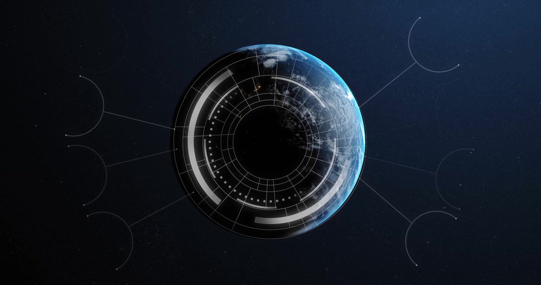 Futuristic Global Network With Digital HUD Interface