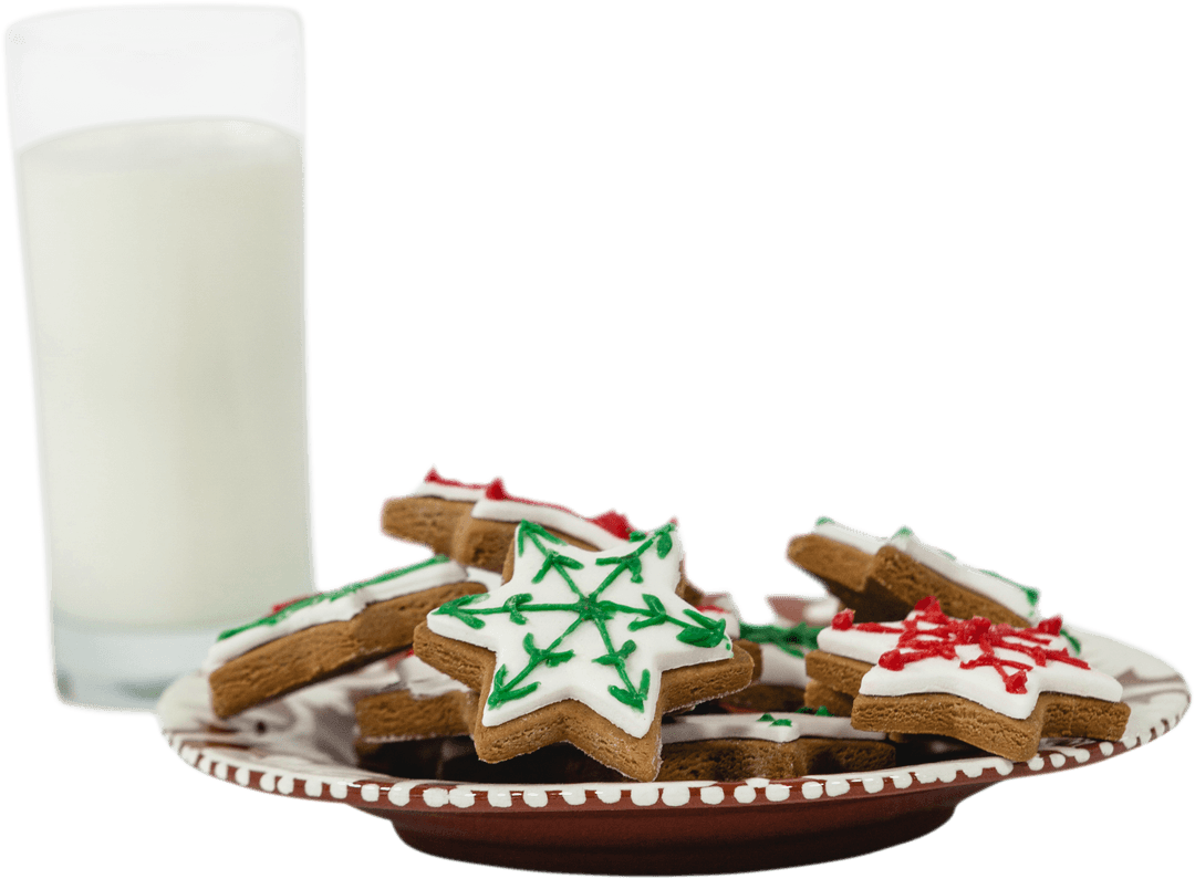 Transparent Christmas Gingerbread Cookies with Milk