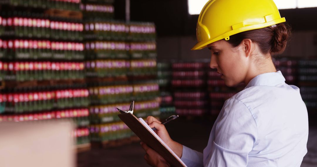 Female Industrial Worker Inspecting Inventory in Warehouse - Free Images, Stock Photos and Pictures on Pikwizard.com