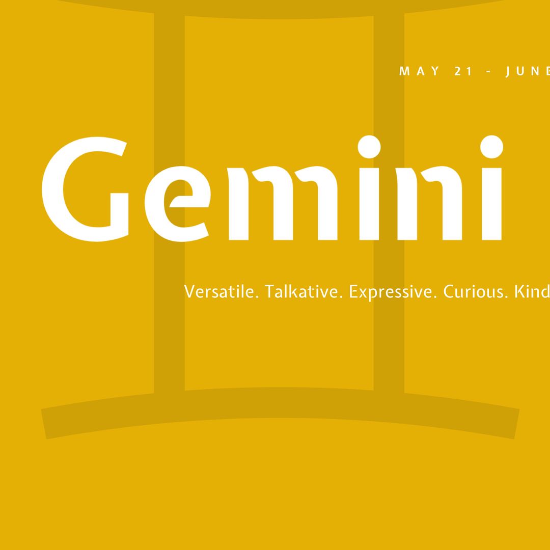 Gemini Zodiac Sign with Vibrant Yellow Background