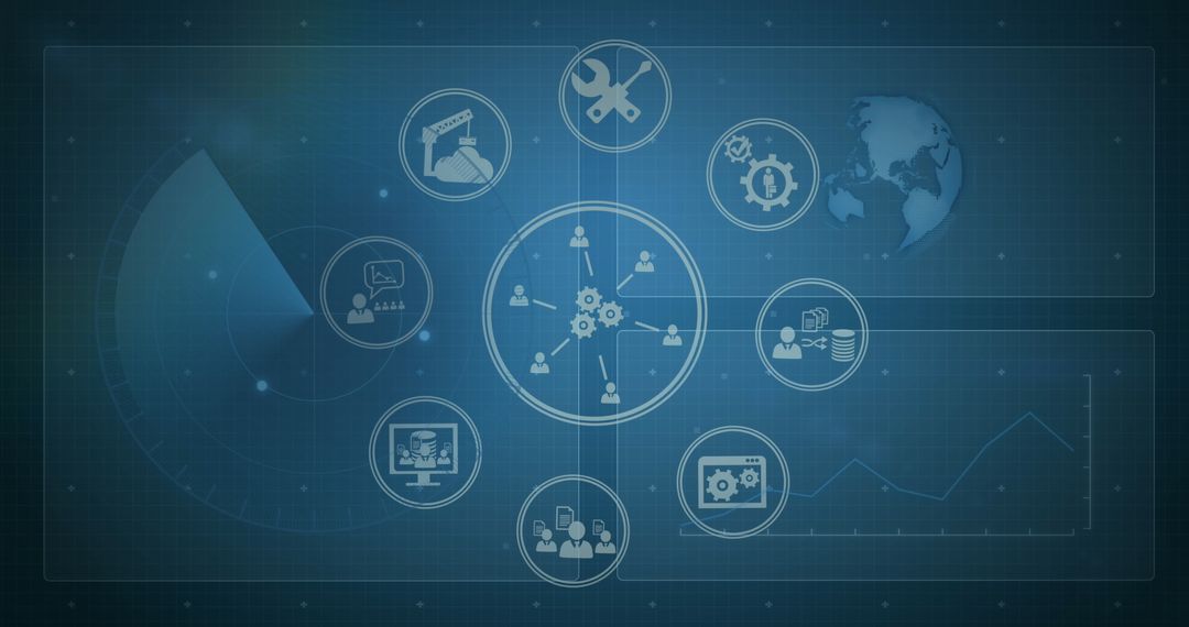 Digital Connection and Communication Interface with Global Network Icons