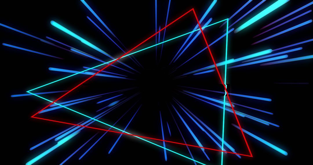 Futuristic Neon Lines and Triangles Creating Dynamic Tunnel Effect