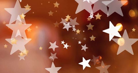 Festive Stars Overlay on Warm Holiday Background