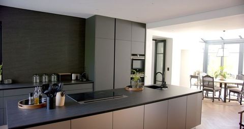 Modern kitchen interior with sleek cabinets and minimalist design