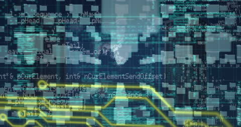 Abstract Digital Network with Data Interfaces Animation