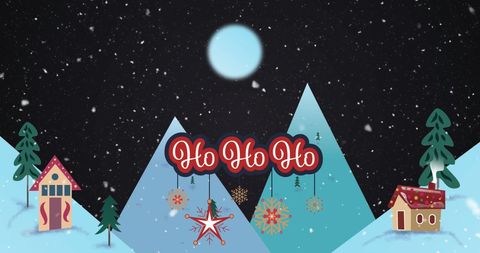 Festive Winter Wonderland with Ho Ho Ho Sign - Download Free Stock Images Pikwizard.com