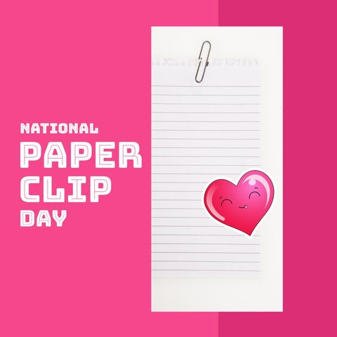 National Paperclip Day Celebration with Pink Heart and Stationery - Download Free Stock Templates Pikwizard.com