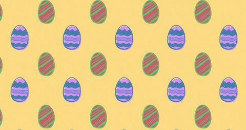 Colorful Easter Eggs Pattern on Yellow Background