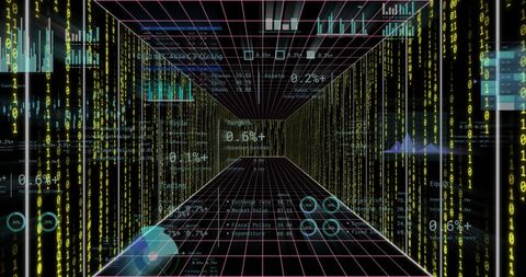 Digital Stock Market Interface with Data Visualization Overlays