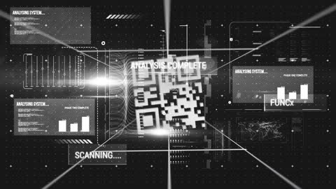 Futuristic QR Code Analysis with Digital Data Interface