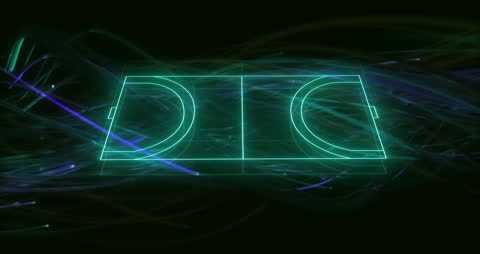 Futuristic Neon Sports Field with Dynamic Light Trails