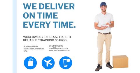 Efficient Reliable Delivery Service with Smiling Courier - Download Free Stock Templates Pikwizard.com