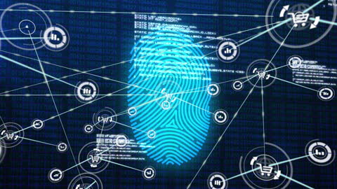 Digital Fingerprint with Networking and Data Icons
