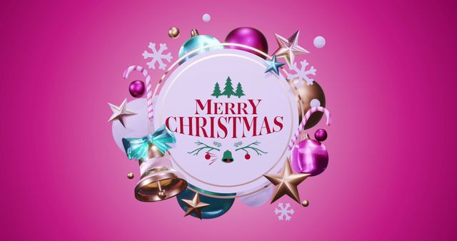 Christmas Greetings with Decorative Elements on Pink Background - Download Free Stock Images Pikwizard.com