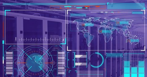 Futuristic Interface with Data Graphics in Server Room - Download Free Stock Images Pikwizard.com