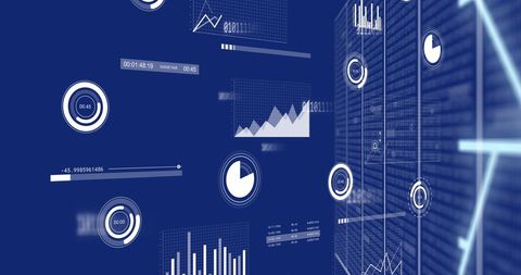 Futuristic Digital Data Visualization with Blue Background - Download Free Stock Images Pikwizard.com