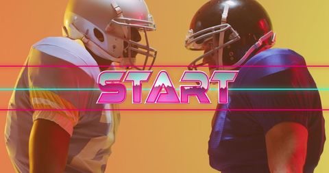American Football Players Facing Off with Neon Graphics
