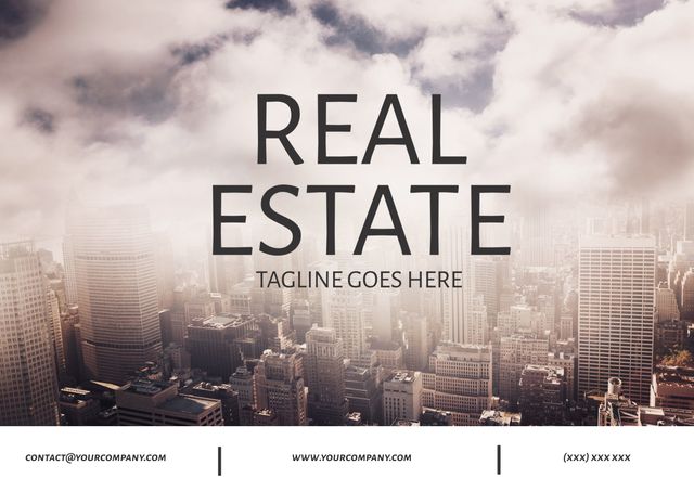 Luxurious Urban Real Estate Promotional Template with Cityscape Background - Download Free Stock Templates Pikwizard.com